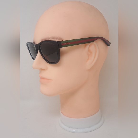 Gucci Men's Sunglasses Black Green Polarized Rectangle GG0003S 52mm 52-21-145 - Picture 10 of 16